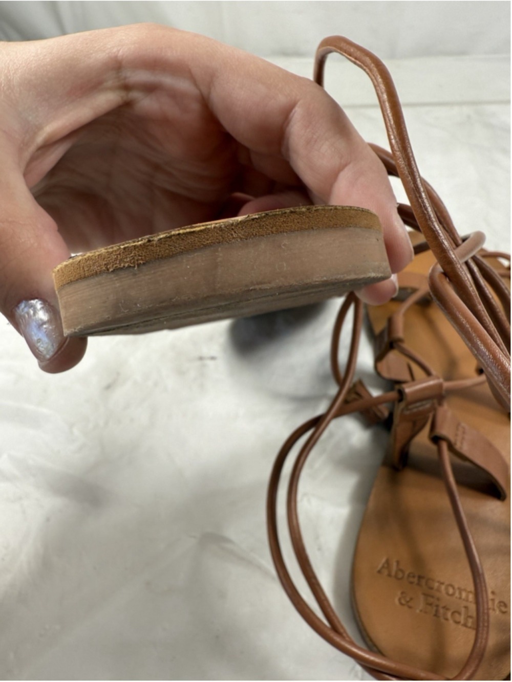 Abercrombie & Fitch Lace Up Gladiator Sandals size 6.5 Brown Strappy Cottagecore - Picture 12 of 15